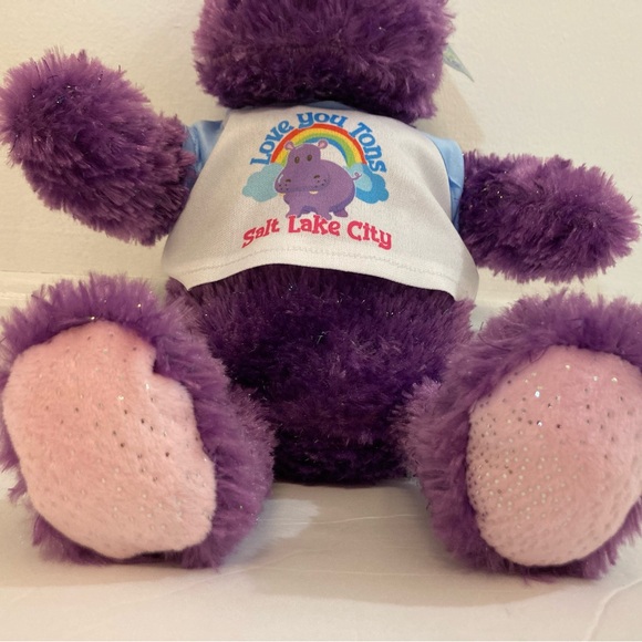 Plushology Purple Sparkle Hippo Plush 11"  2022 with Salt Lake City Shirt - NWT - Picture 6 of 9